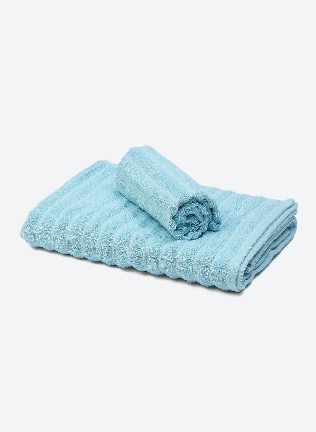 Sky Blue Cotton 525 GSM Towel Set Pack of 2 (1 Bath & 1 Hand Towel)