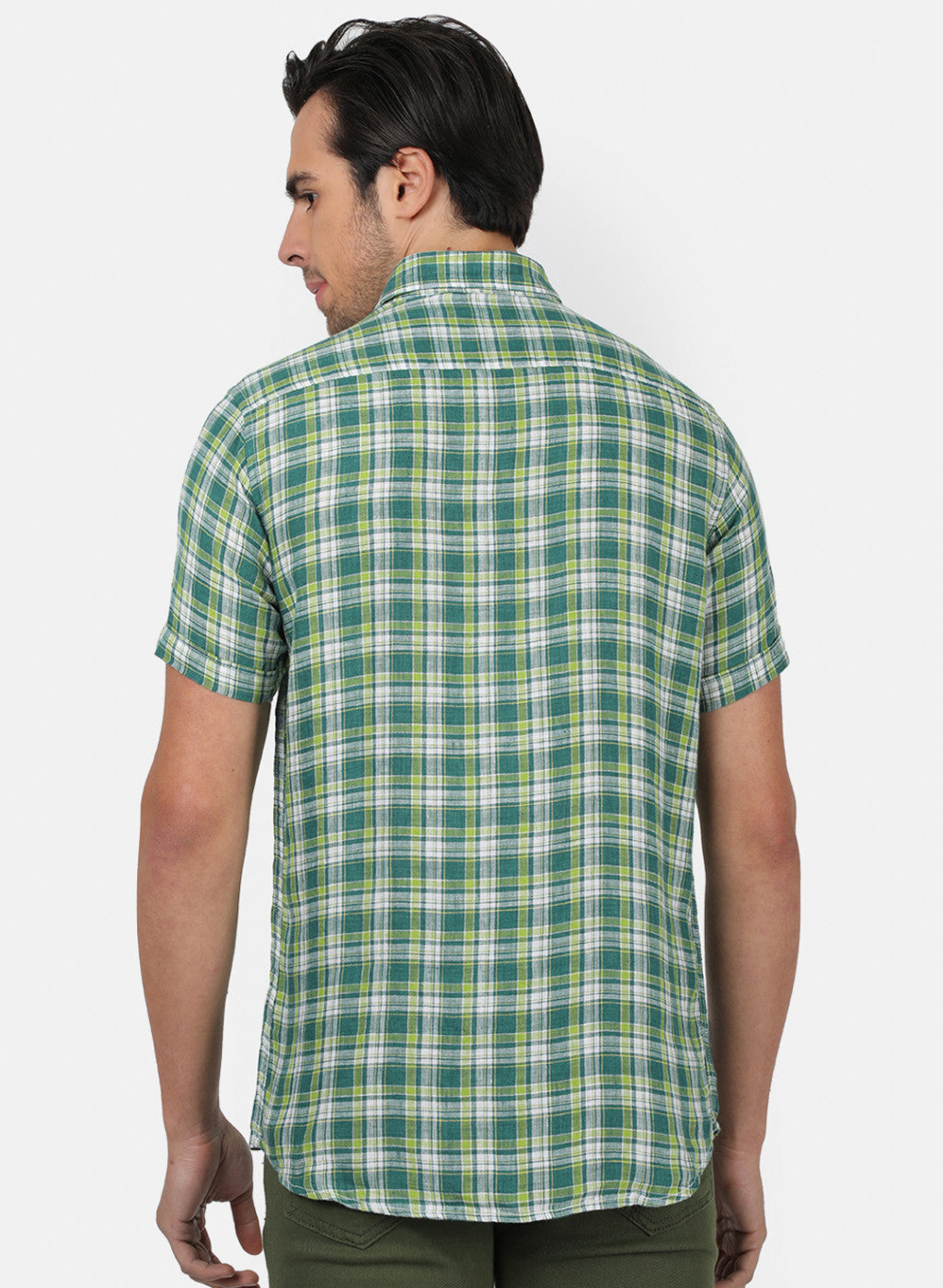 Men Green Check Shirts