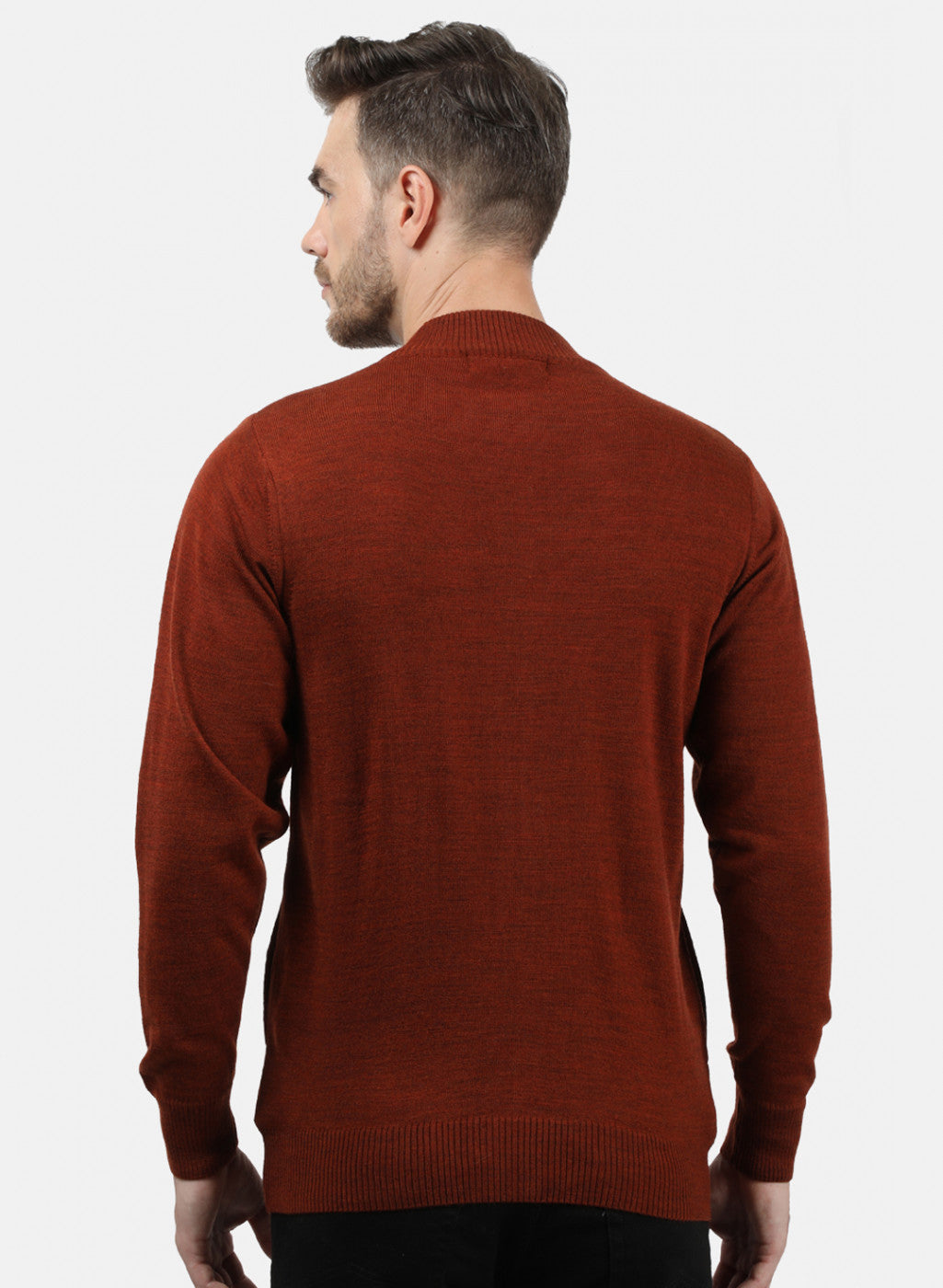 Men Brown Solid Pullover