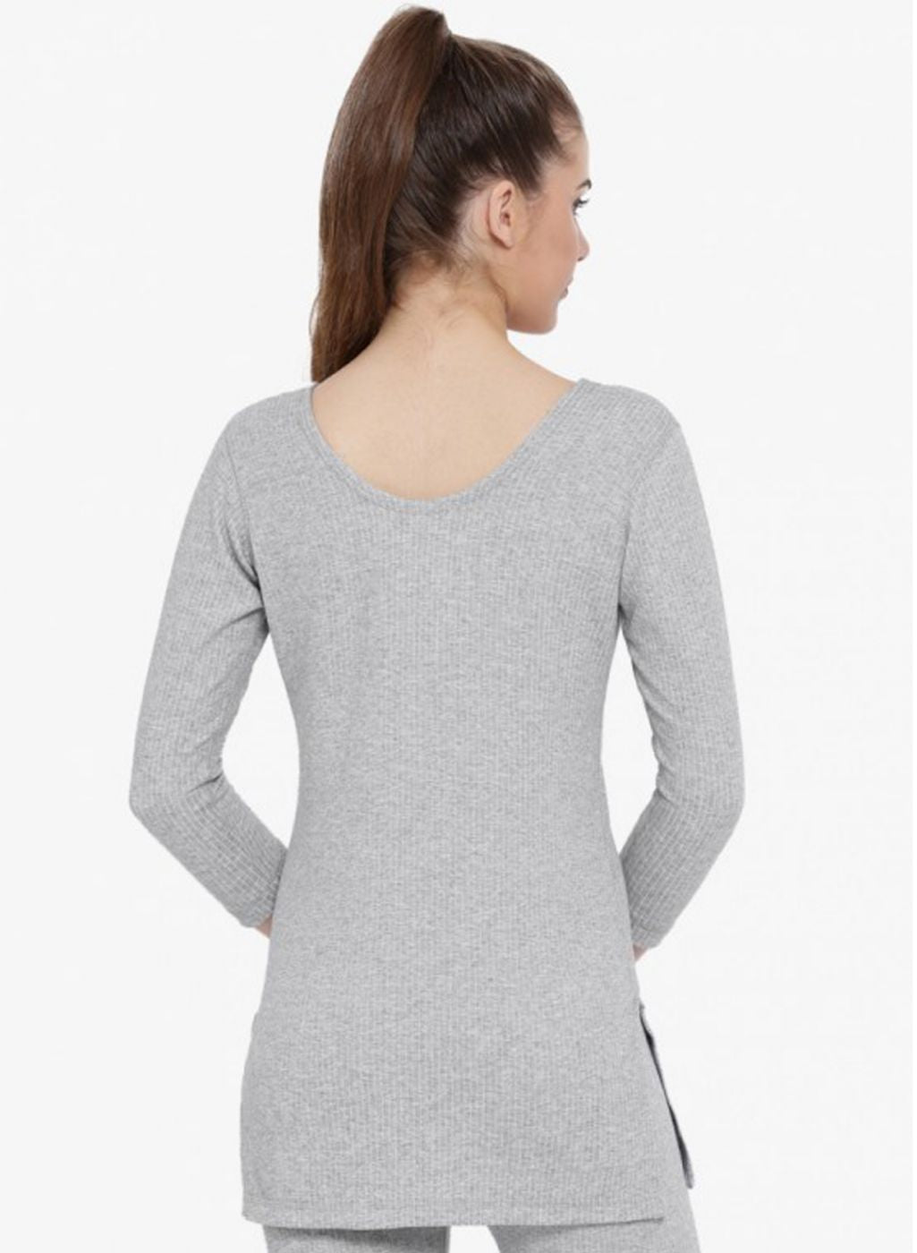 Women Grey Solid Thermal Vest