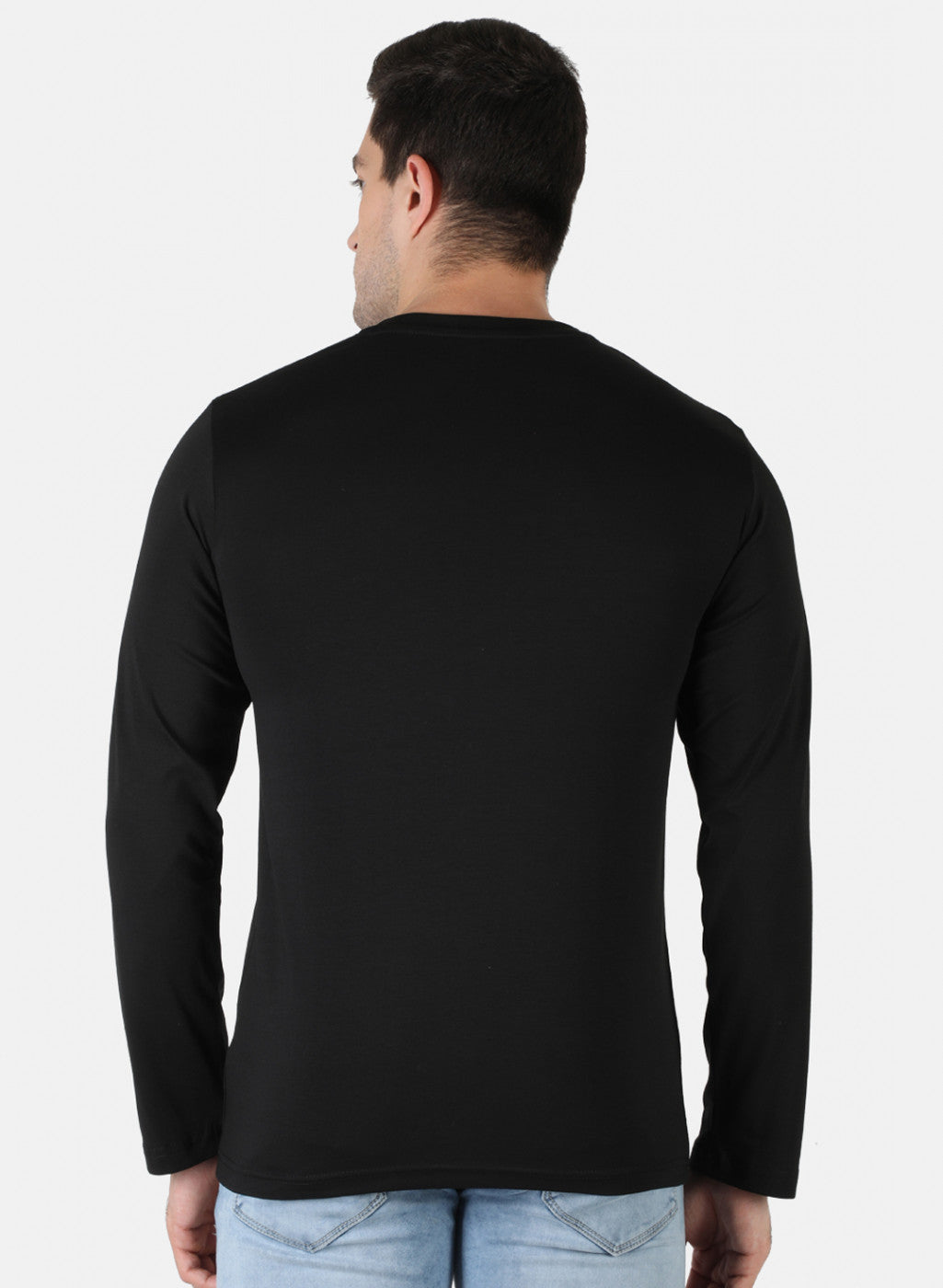 Men Black Plain T-Shirt