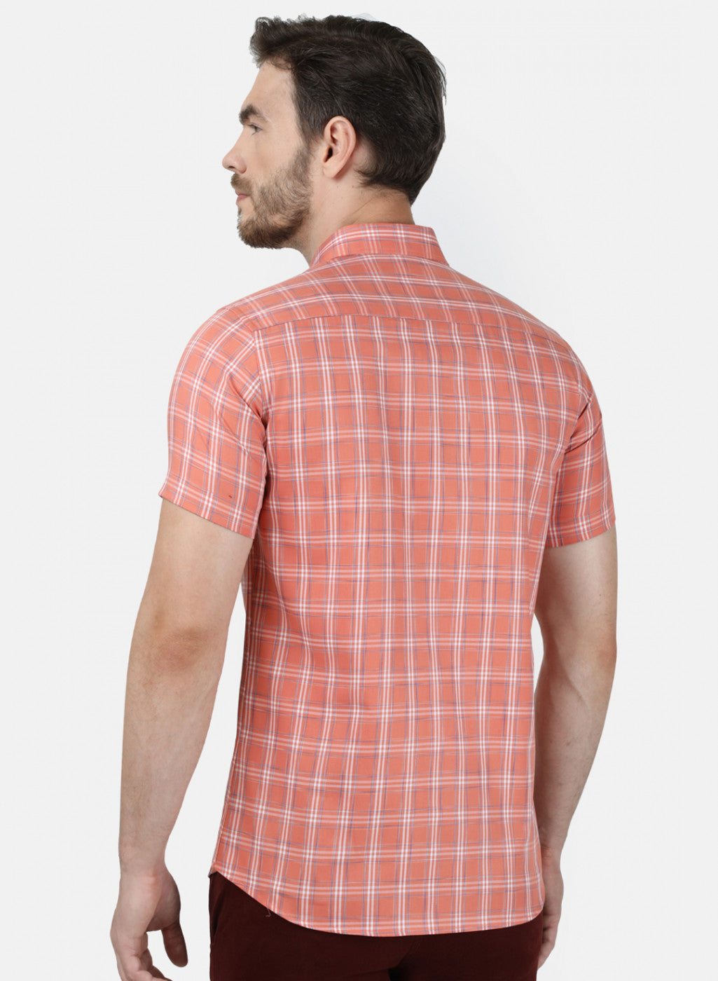 Mens Orange Check Shirt