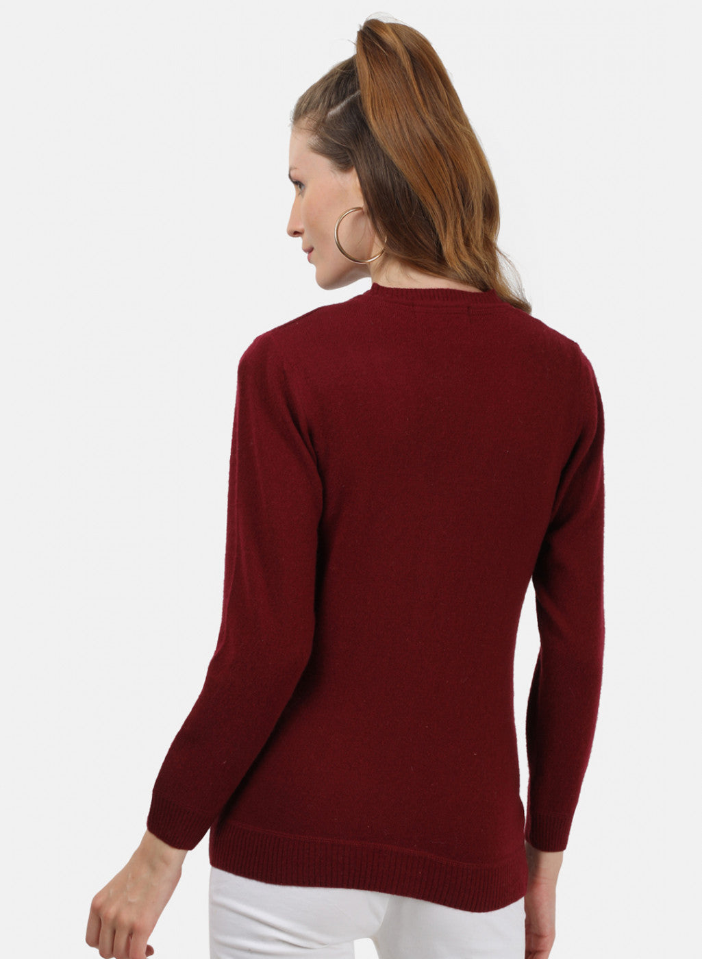 Women Maroon Solid Cardigan