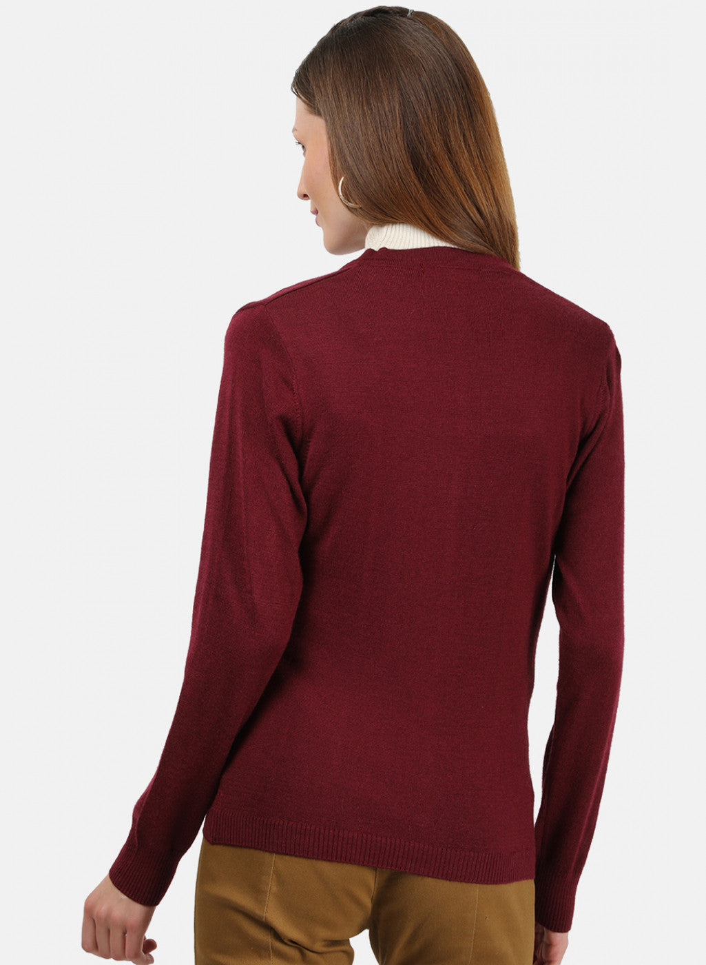 Women Maroon Solid Cardigan