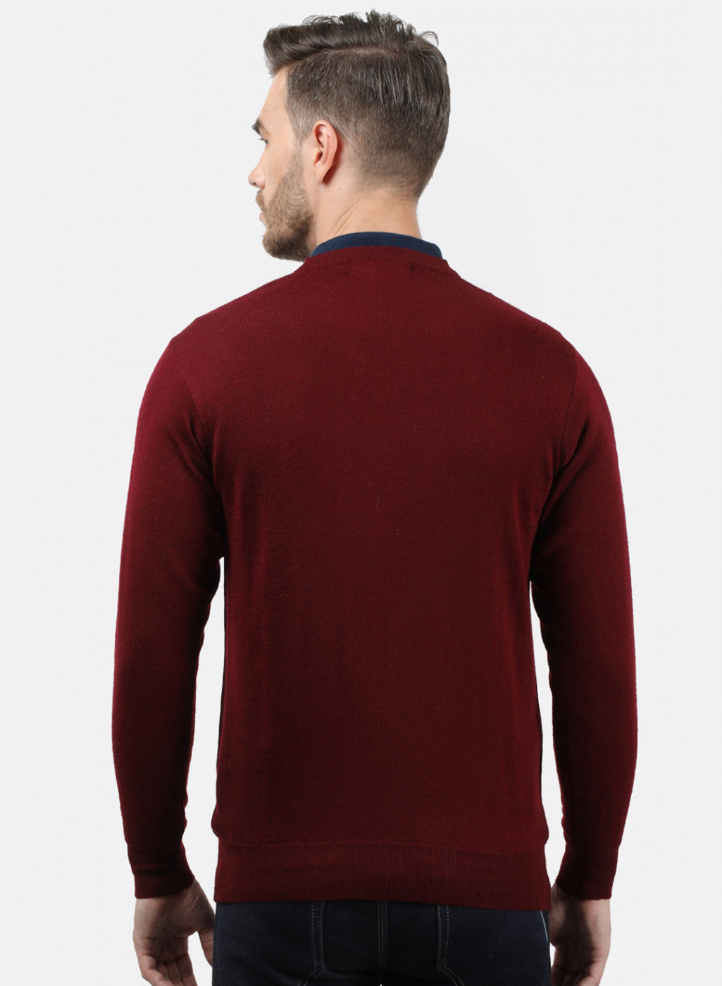 Men Maroon Solid Pullover