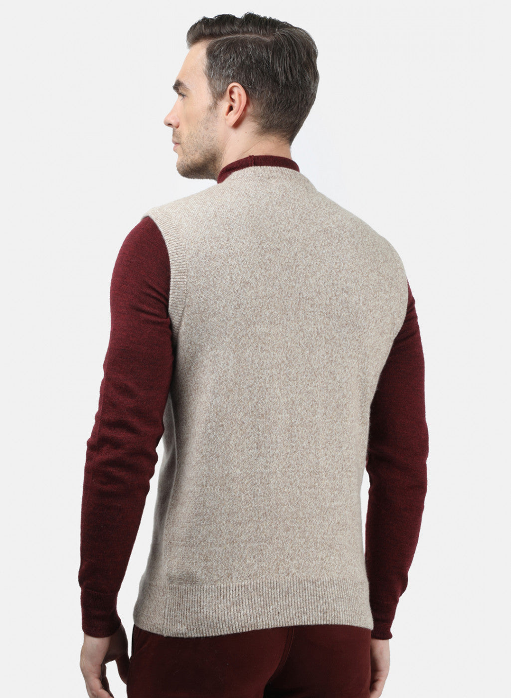 Men Beige Solid Sweater