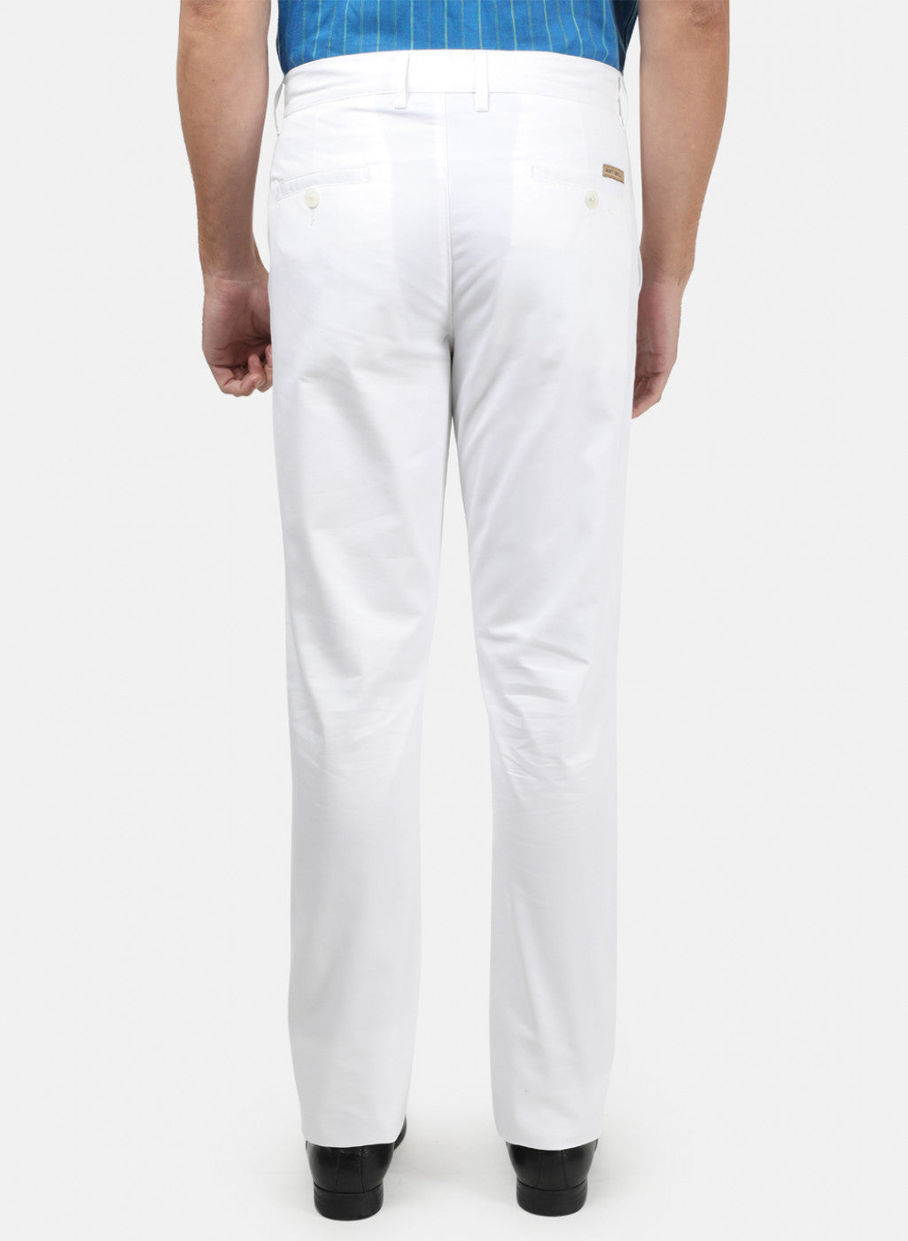 Men White Plain Trousers