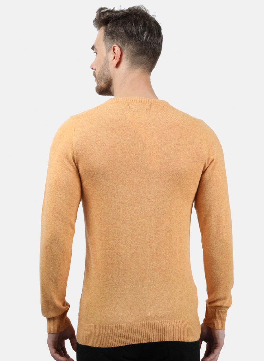 Men Orange Solid Pullover