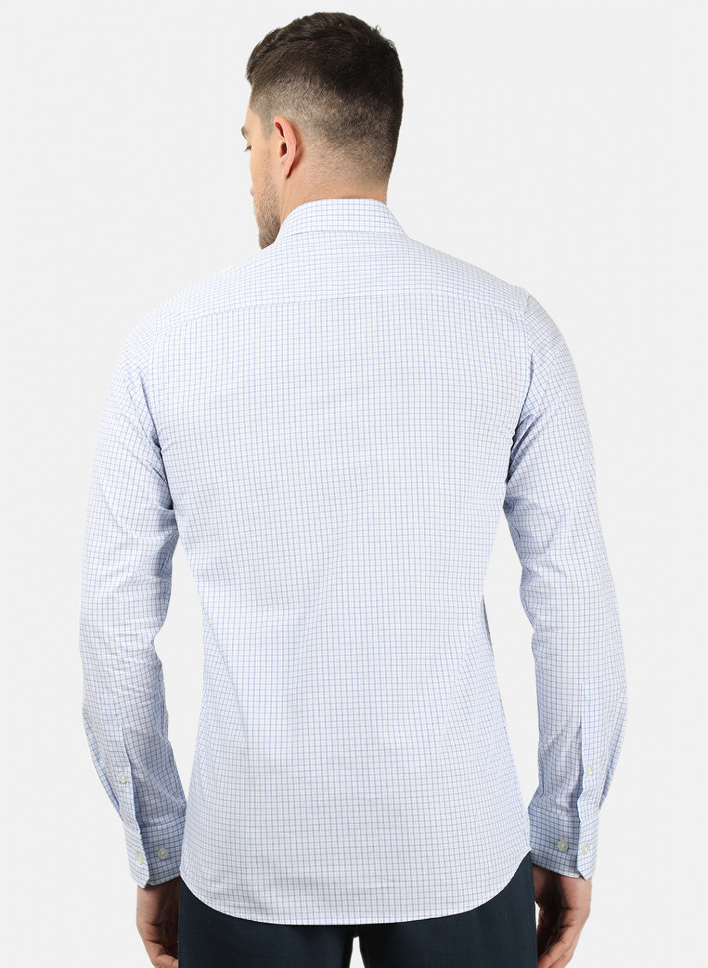 Men Blue Check Shirts