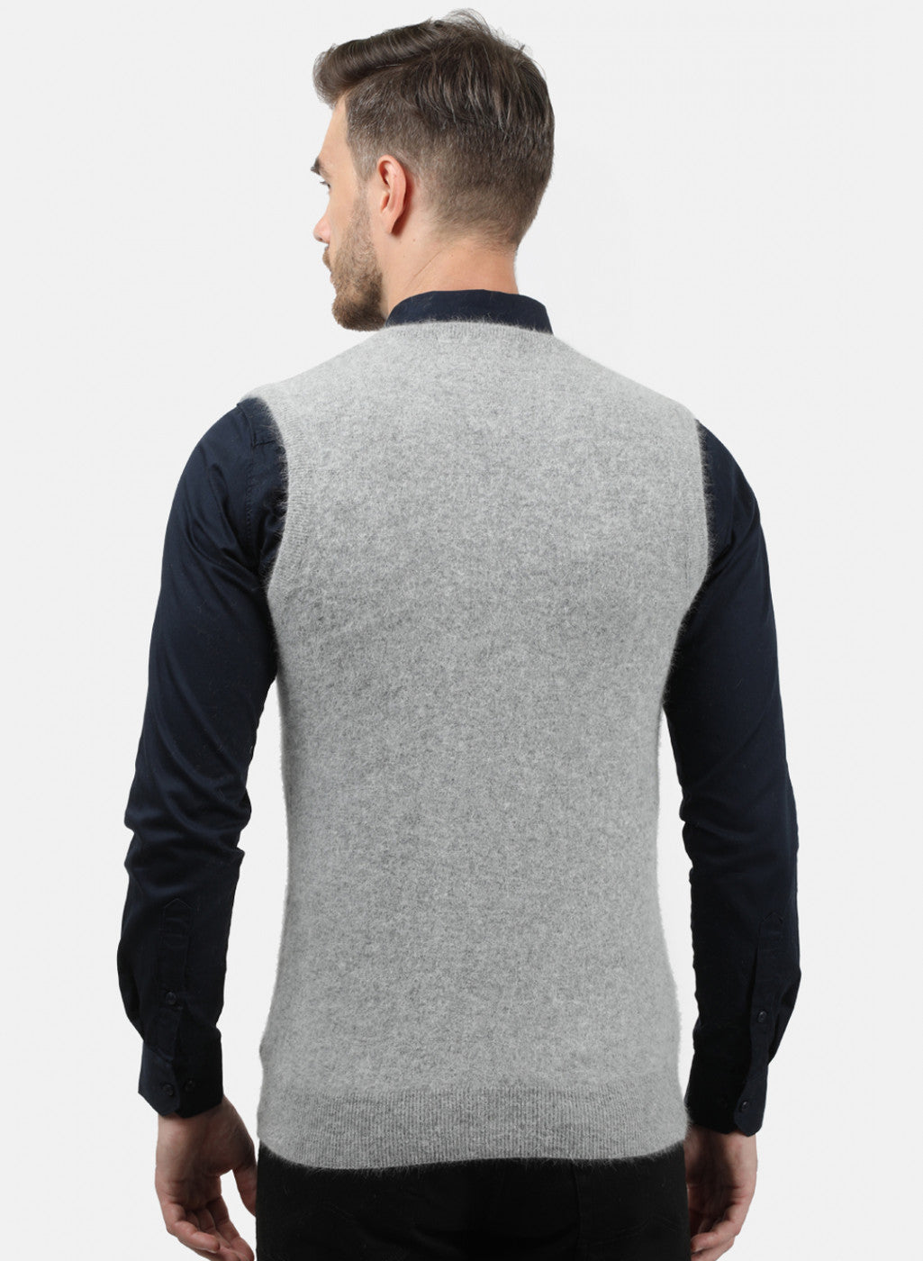 Men Grey Solid Sweater