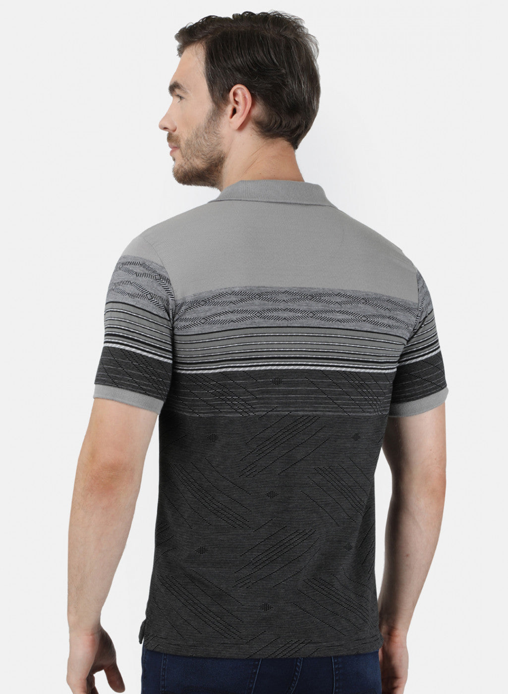 Mens Grey Stripe T-Shirt