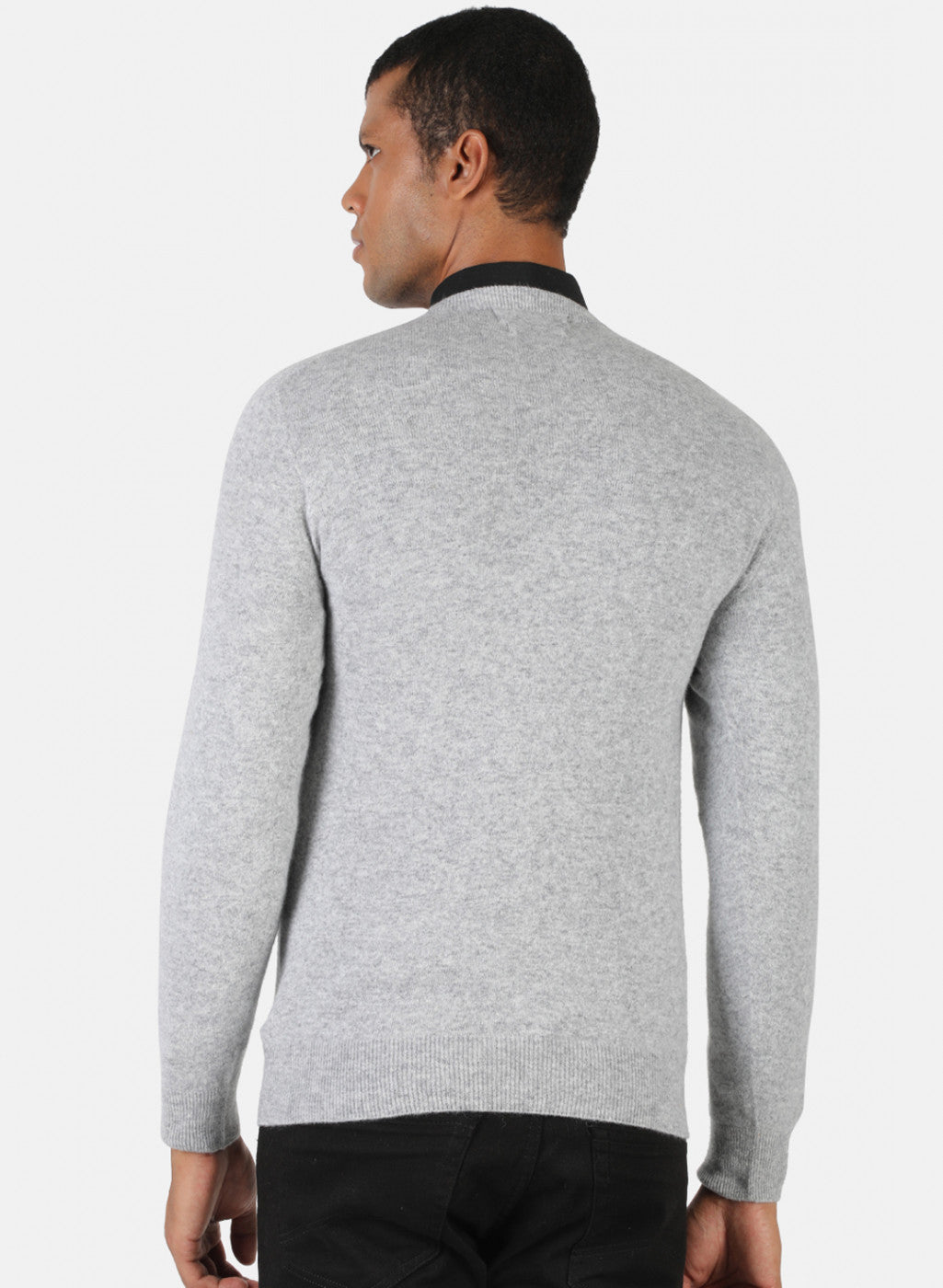 Men Light Grey Solid Pullover