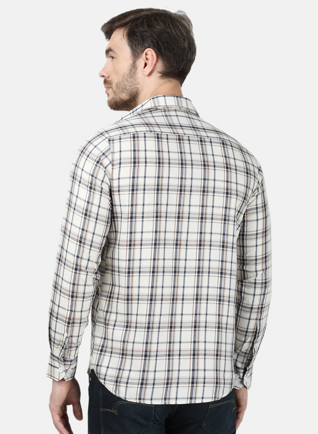 Mens Beige Check Shirt