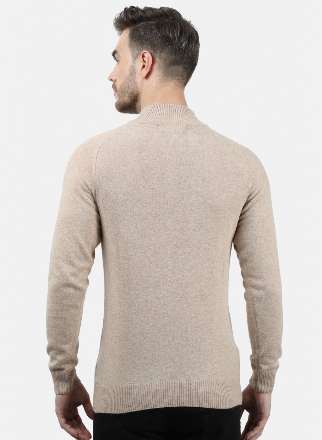 Men Beige Solid Pullover