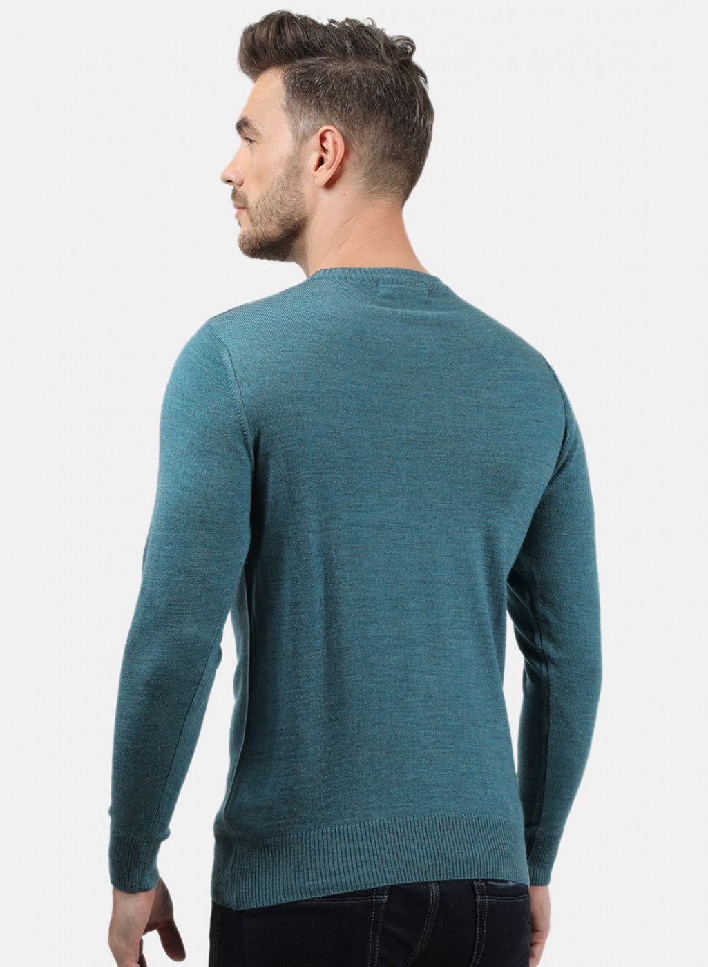 Men Blue Solid Pullover