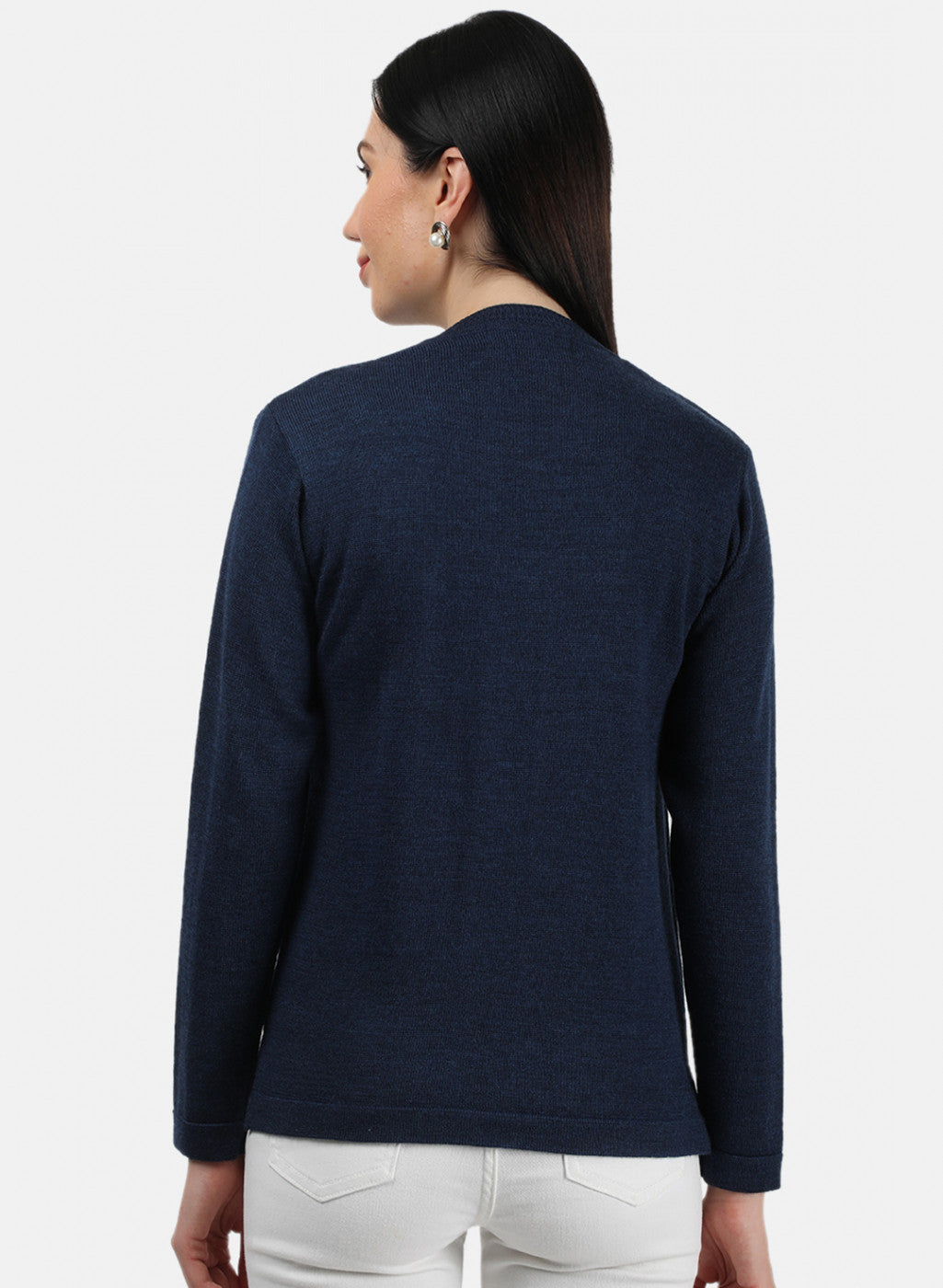 Women Navy Blue Solid Cardigan