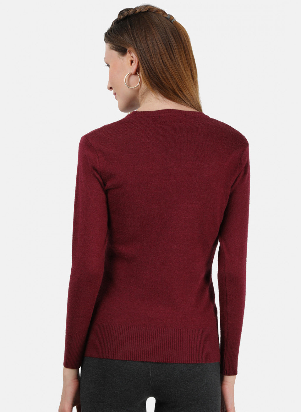 Women Maroon V Neck Top