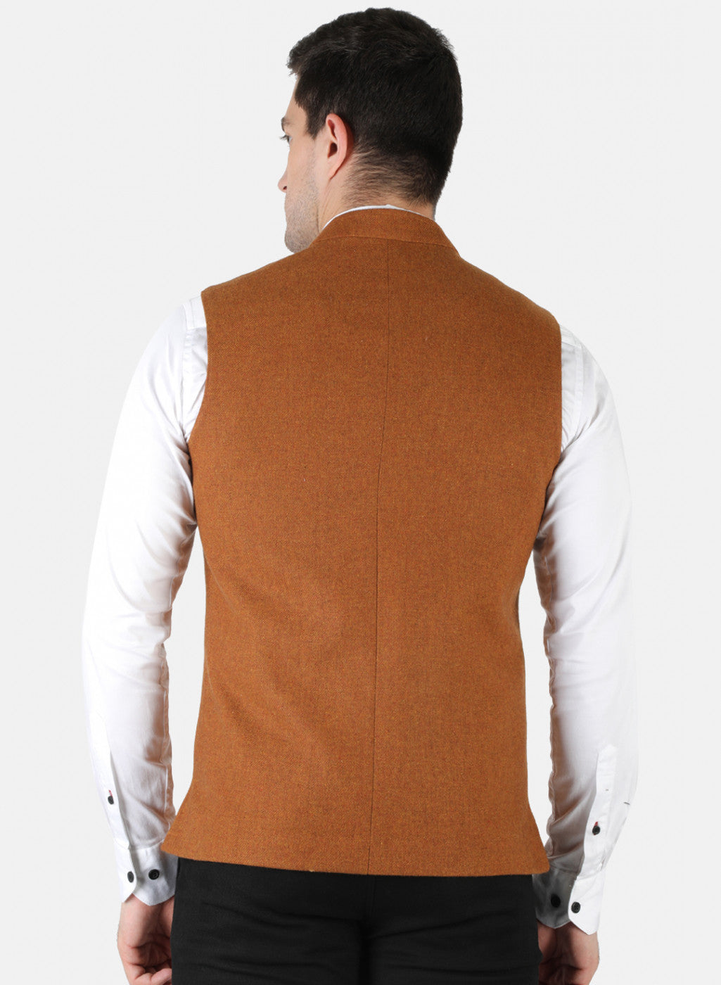 Men Orange Plain Coat