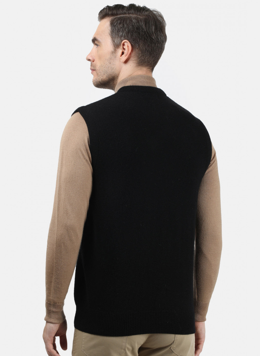 Men Black Solid Sweater