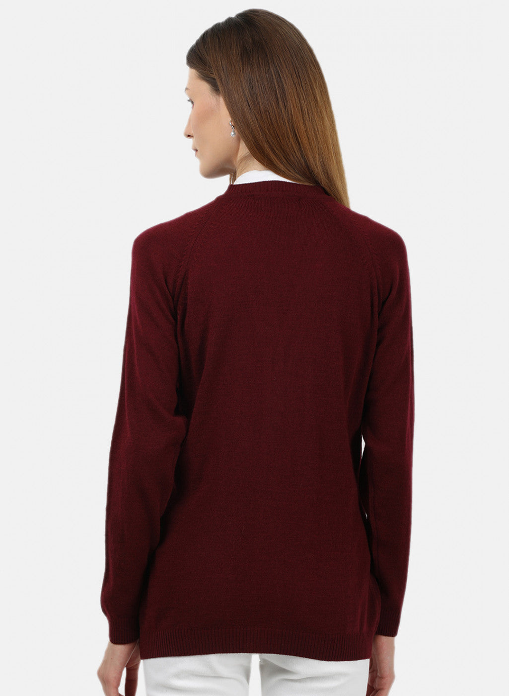 Women Maroon Solid Cardigan