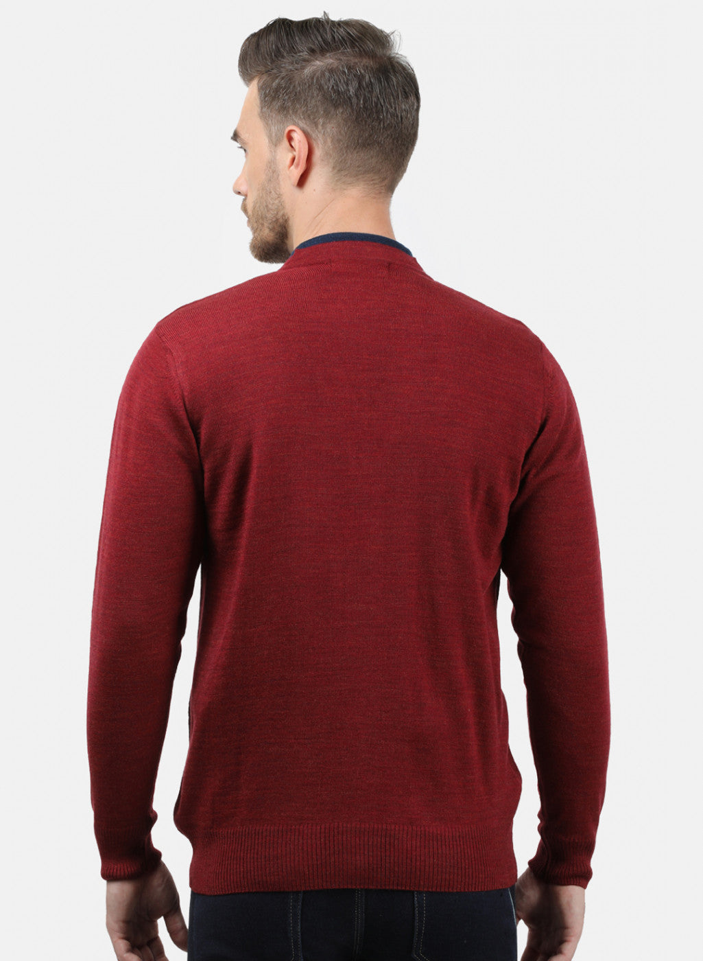 Men Maroon Solid Cardigan