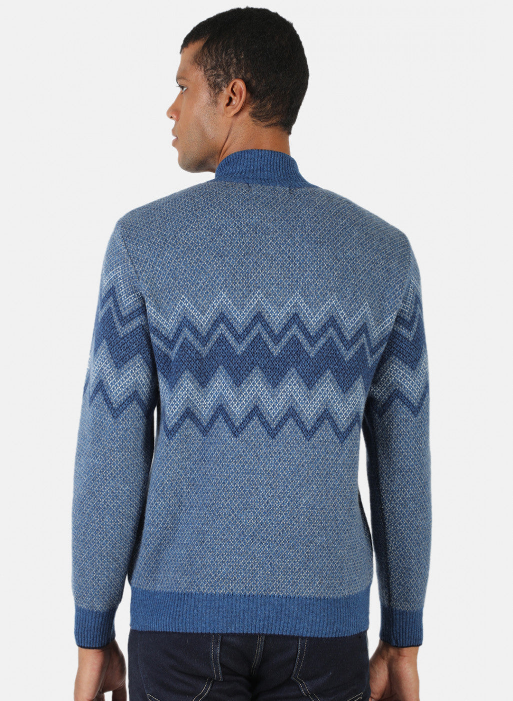 Men Blue Solid Pullover