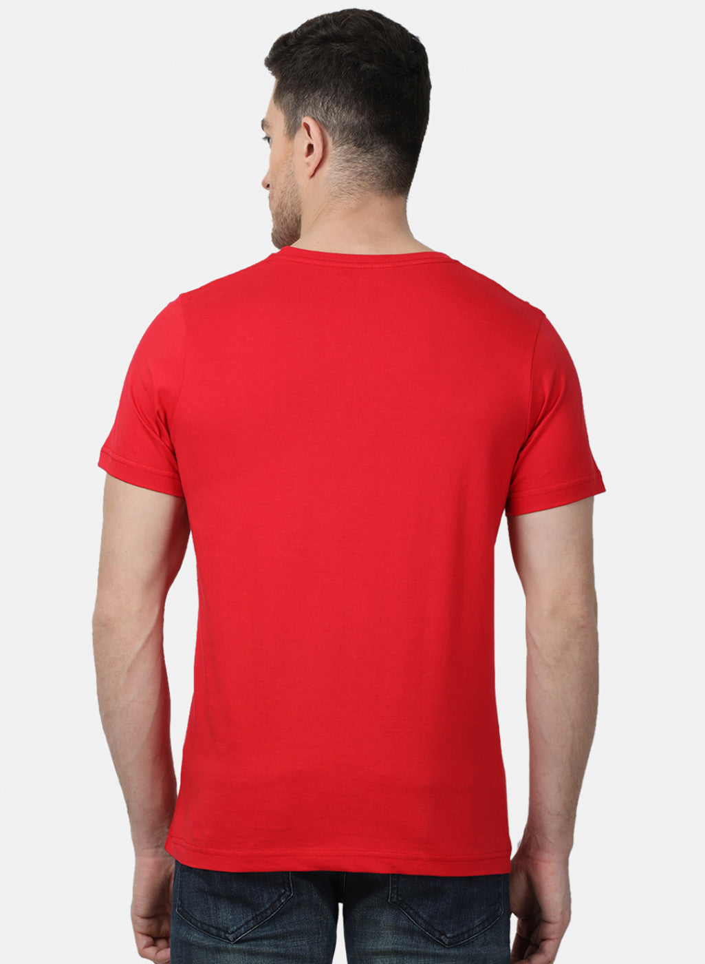 Mens Red Plain T-Shirt