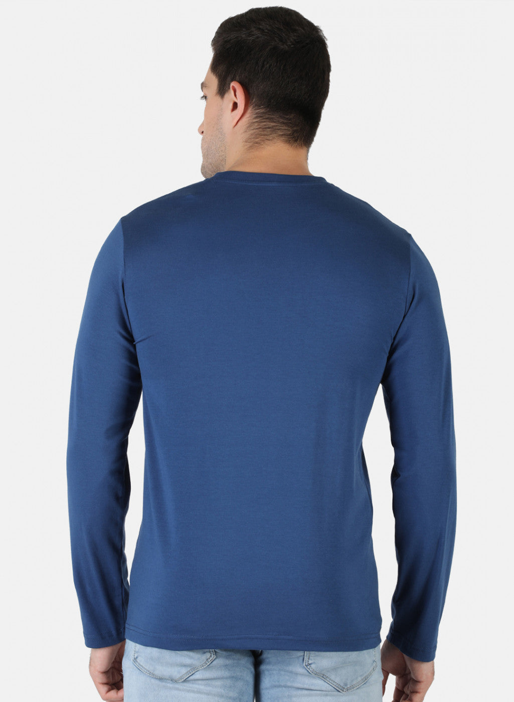 Men Blue Plain T-Shirt