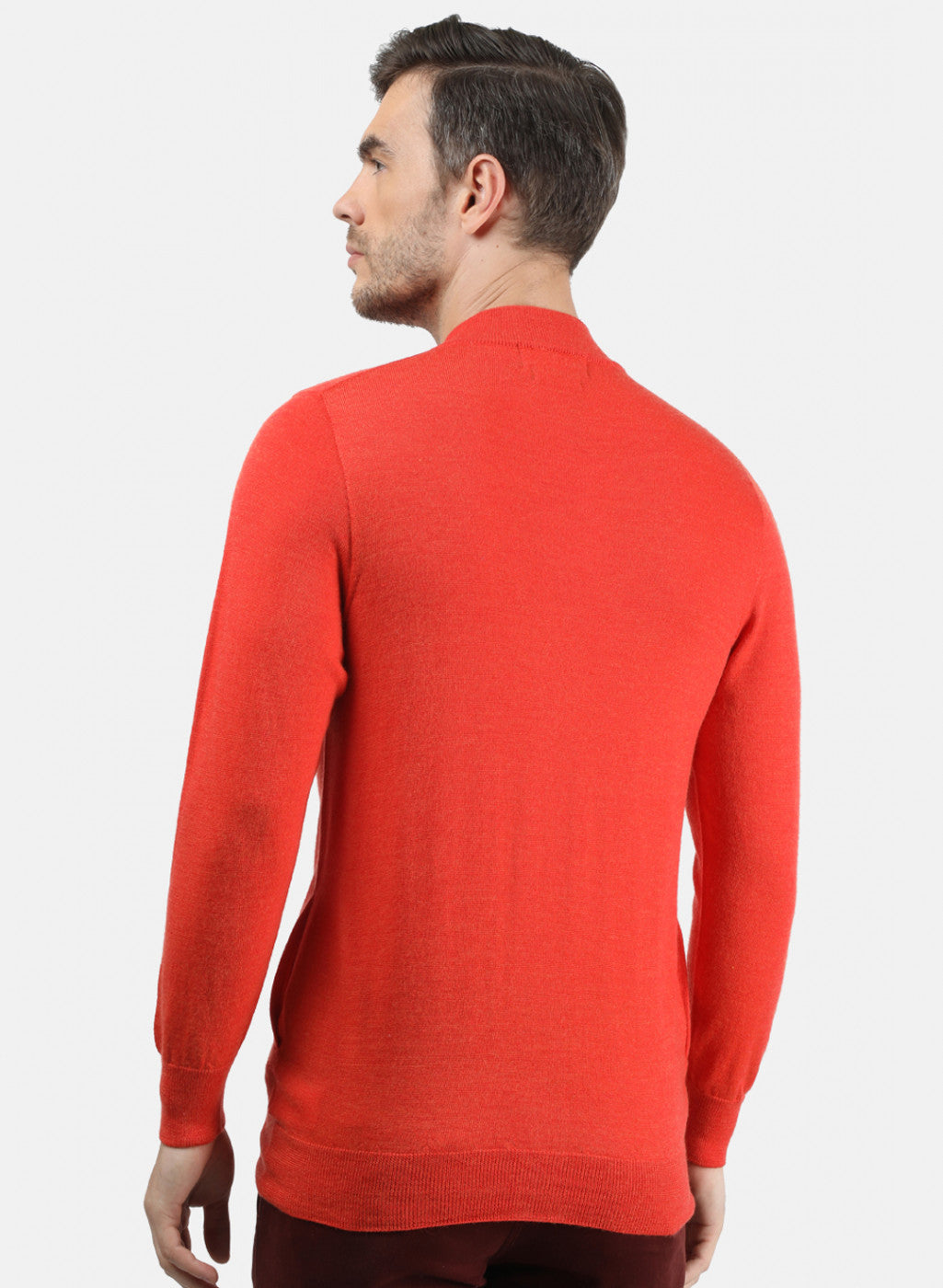 Men Orange Solid Pullover