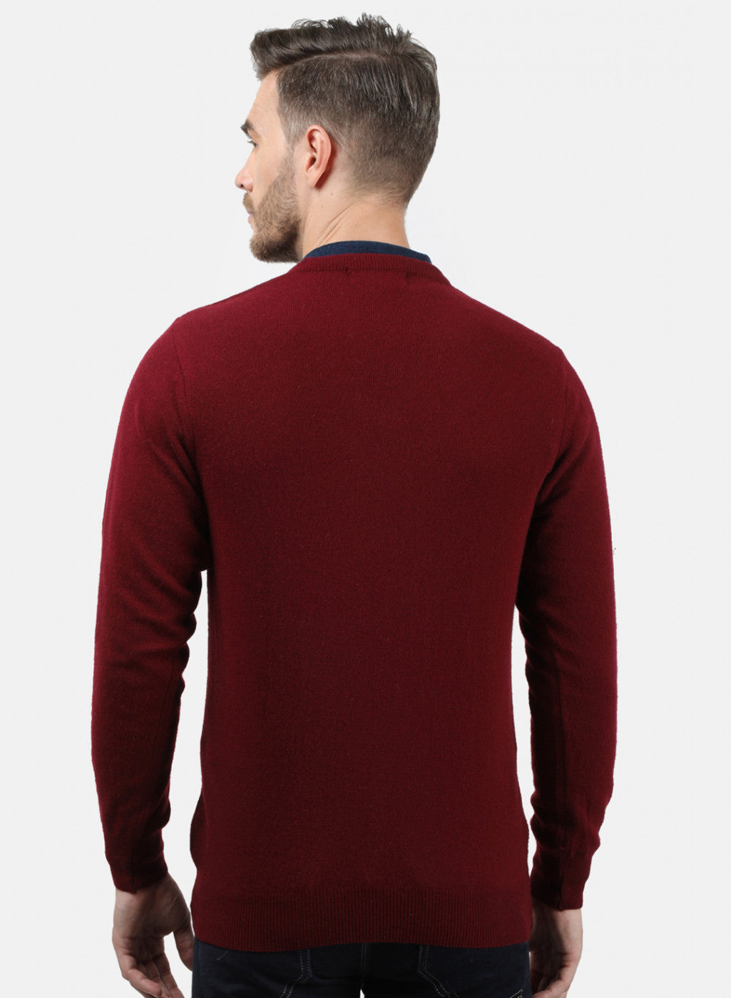 Men Maroon Solid Pullover