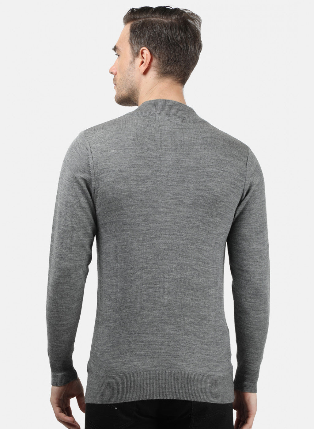 Men Grey Solid Pullover