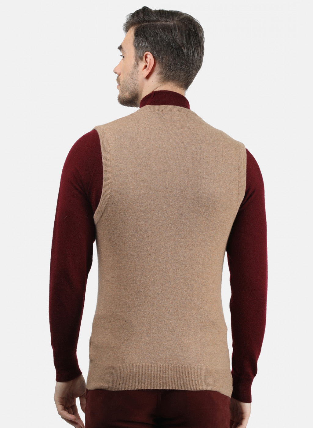 Men Beige Solid Sweater