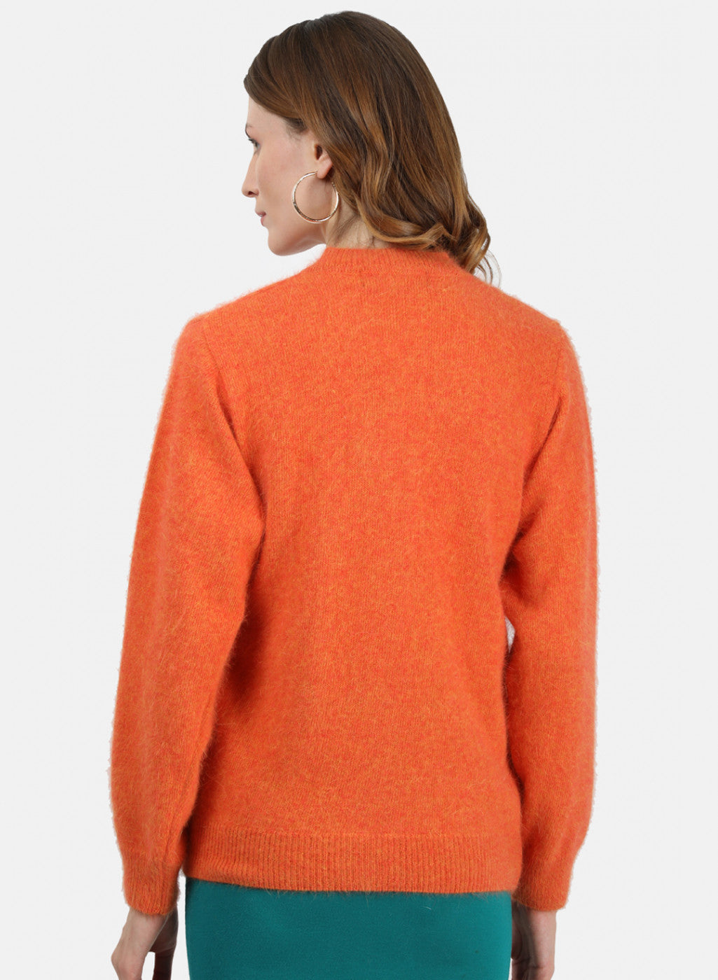 Women Orange Solid Cardigan