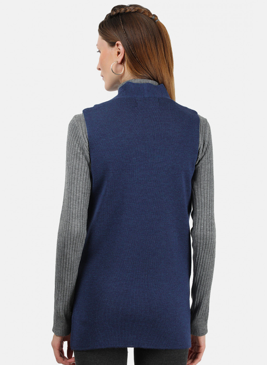 Women Blue Solid Cardigan