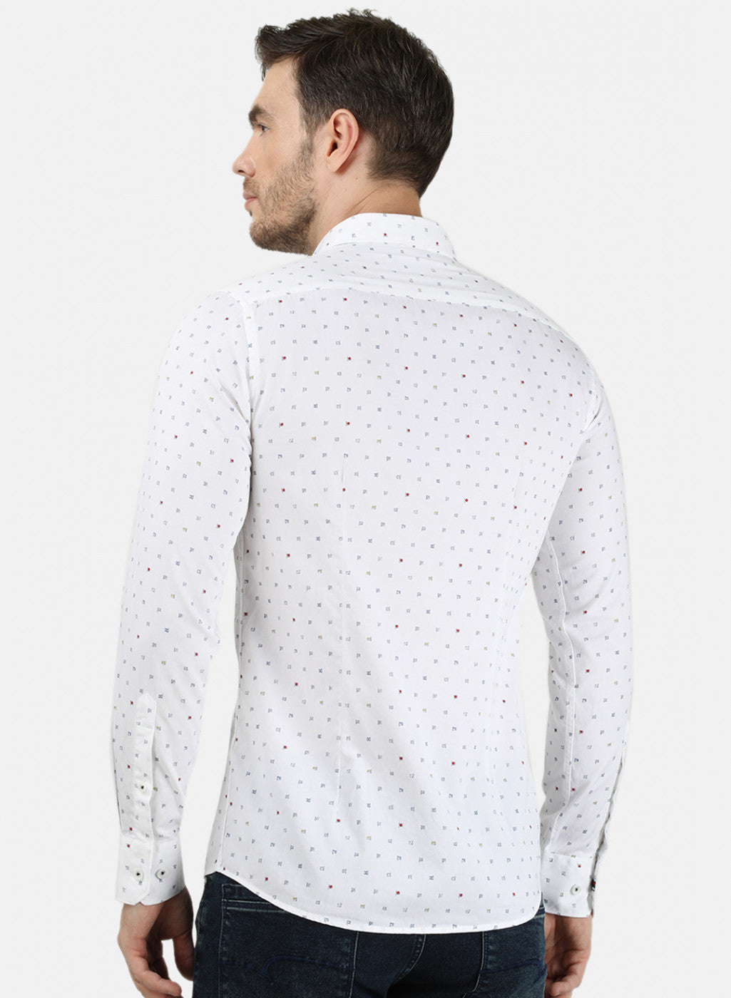 Mens White Printed Shirt