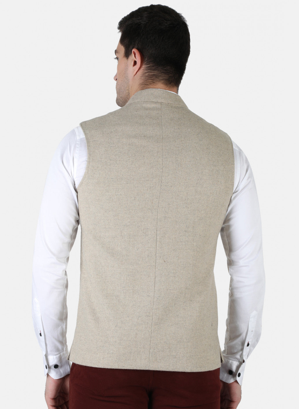 Men Beige Plain Coat