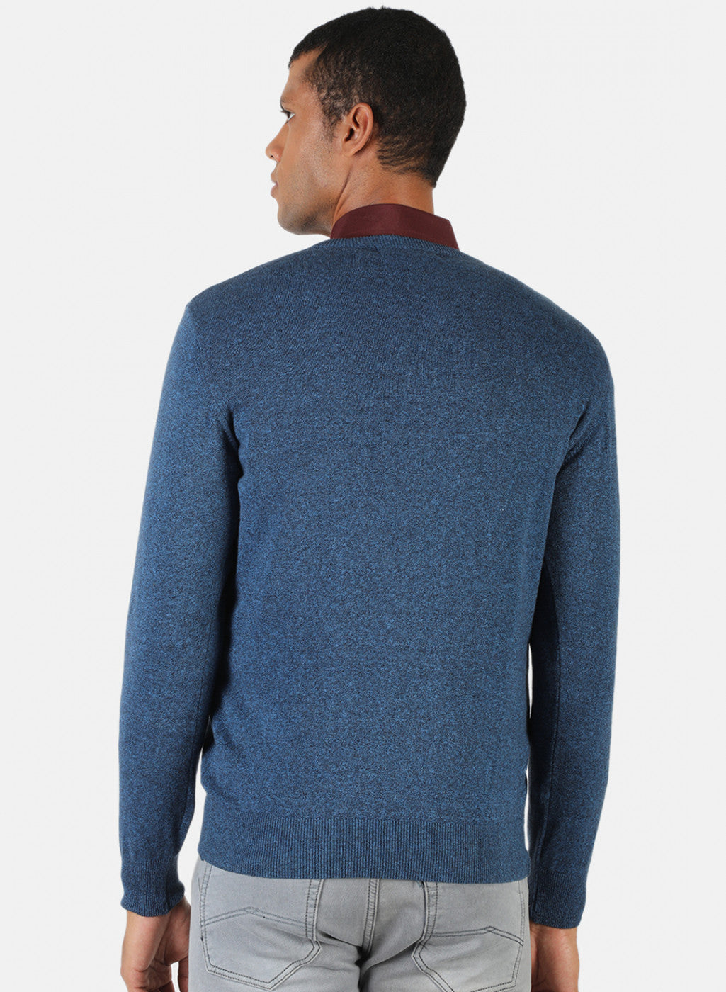 Men Blue Solid Pullover