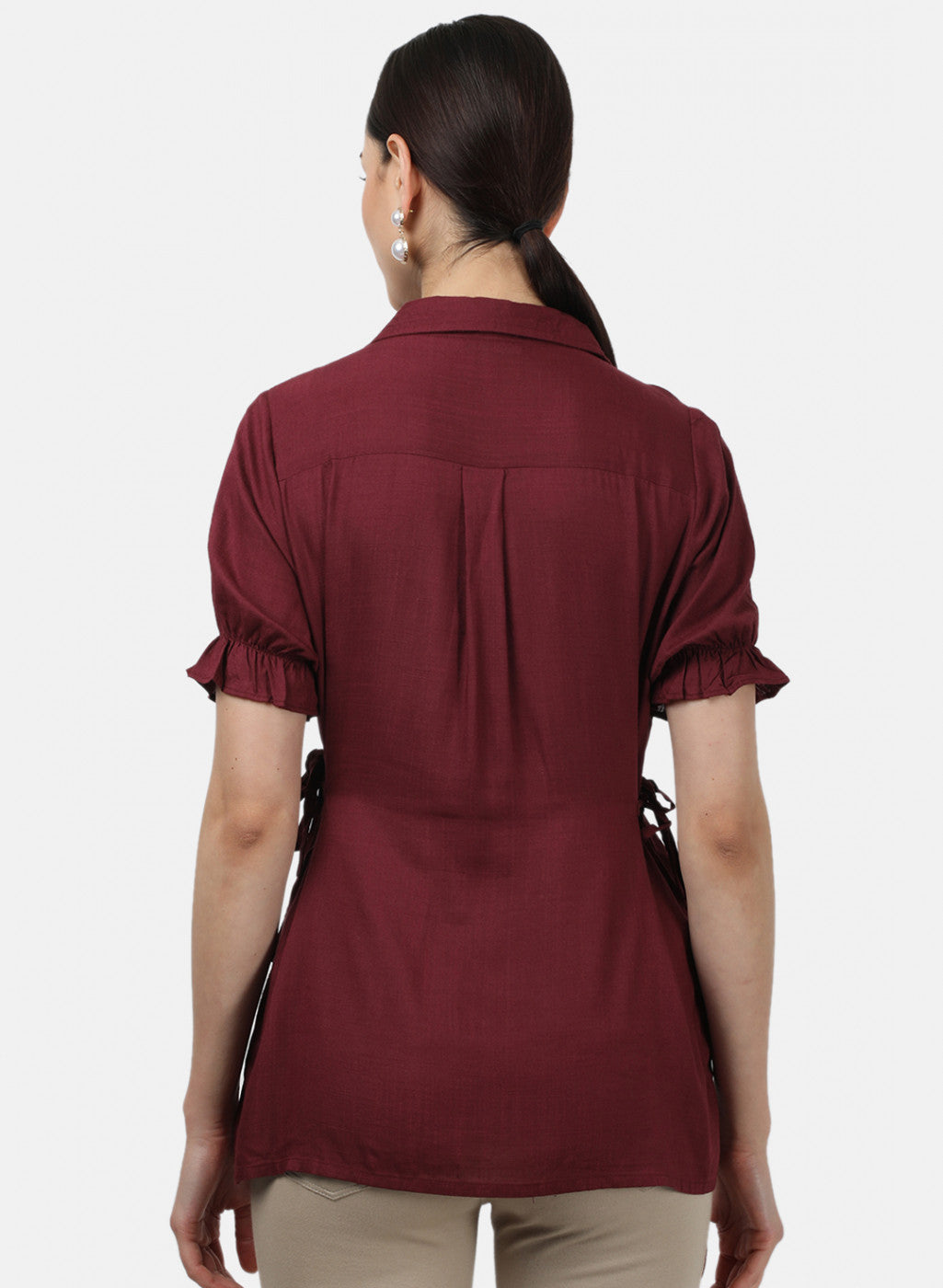 Womens Maroon Plain Top