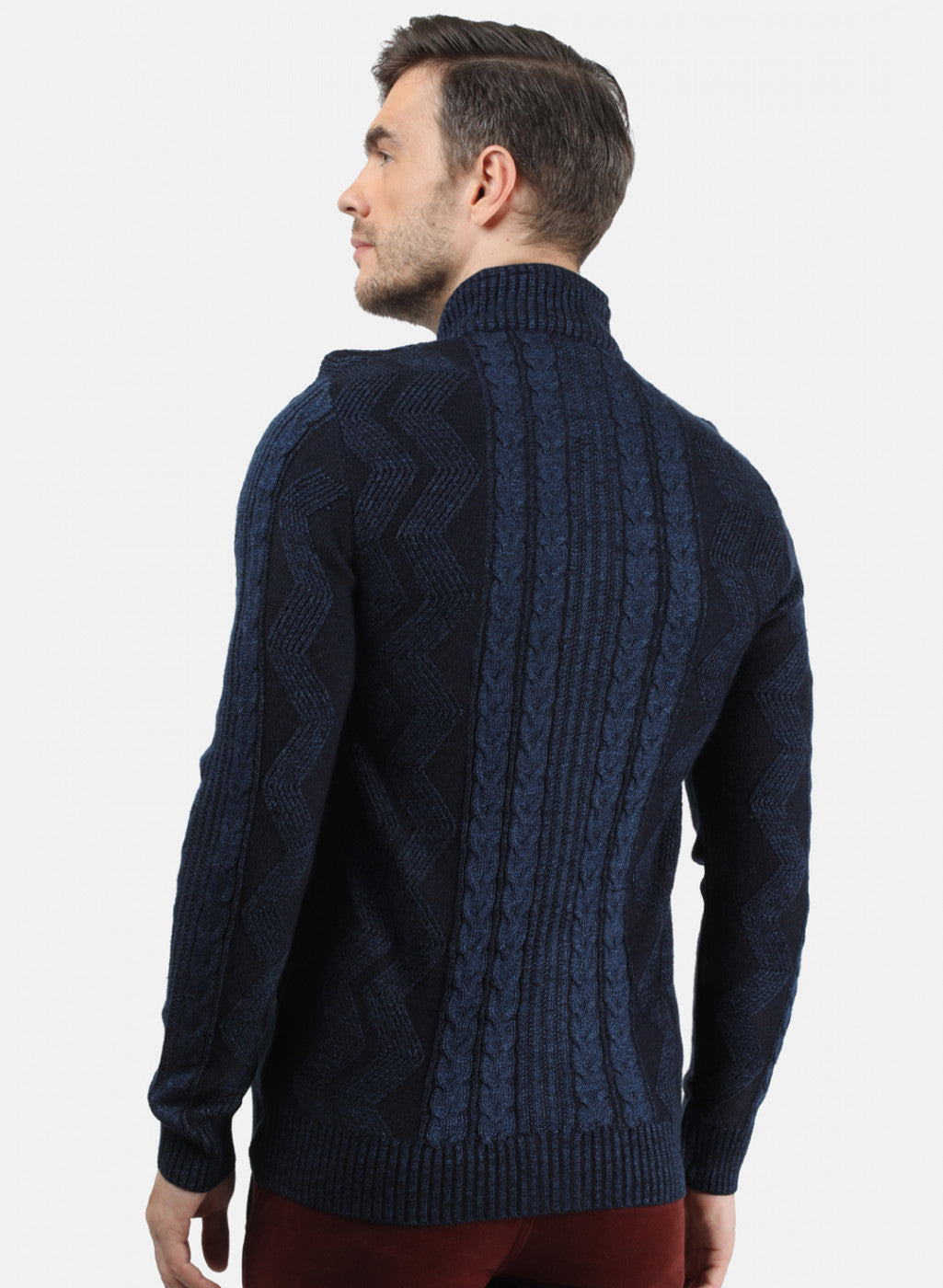 Men Blue Solid Pullover