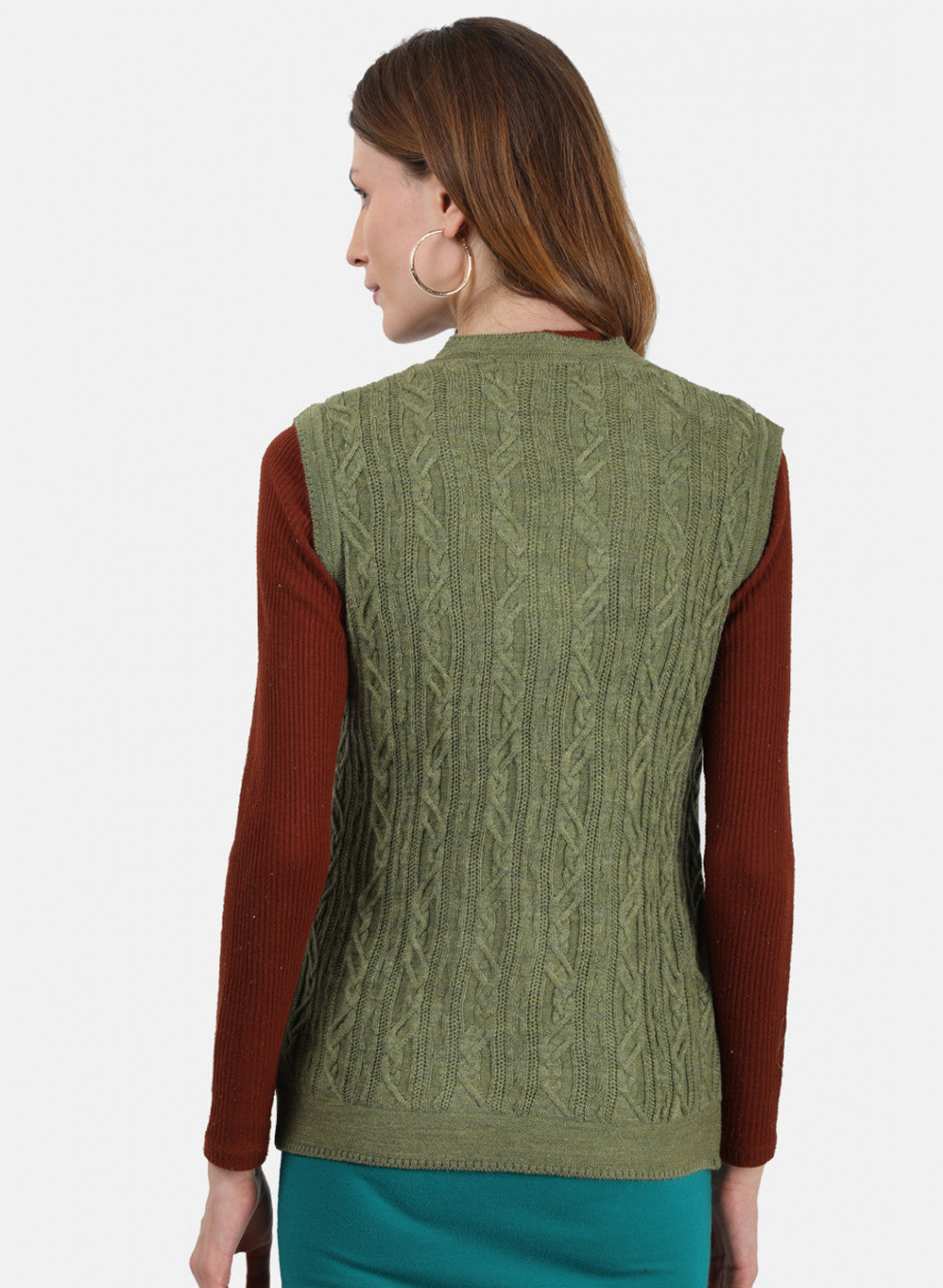 Women Olive Self Cardigan