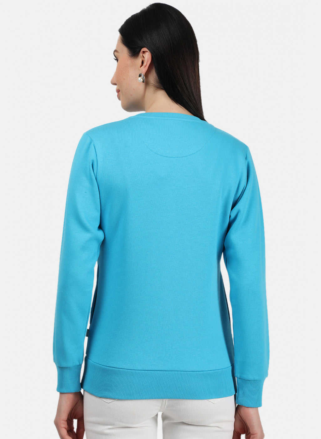 Women Blue Plain Sweatshirt