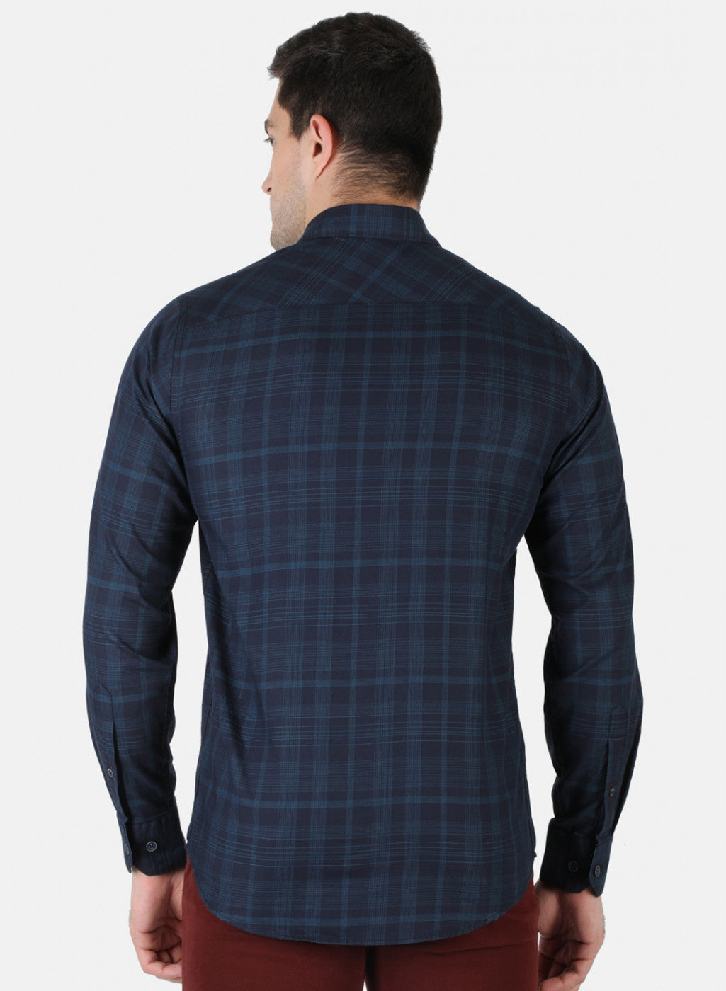 Men NAvy Blue Check Shirt