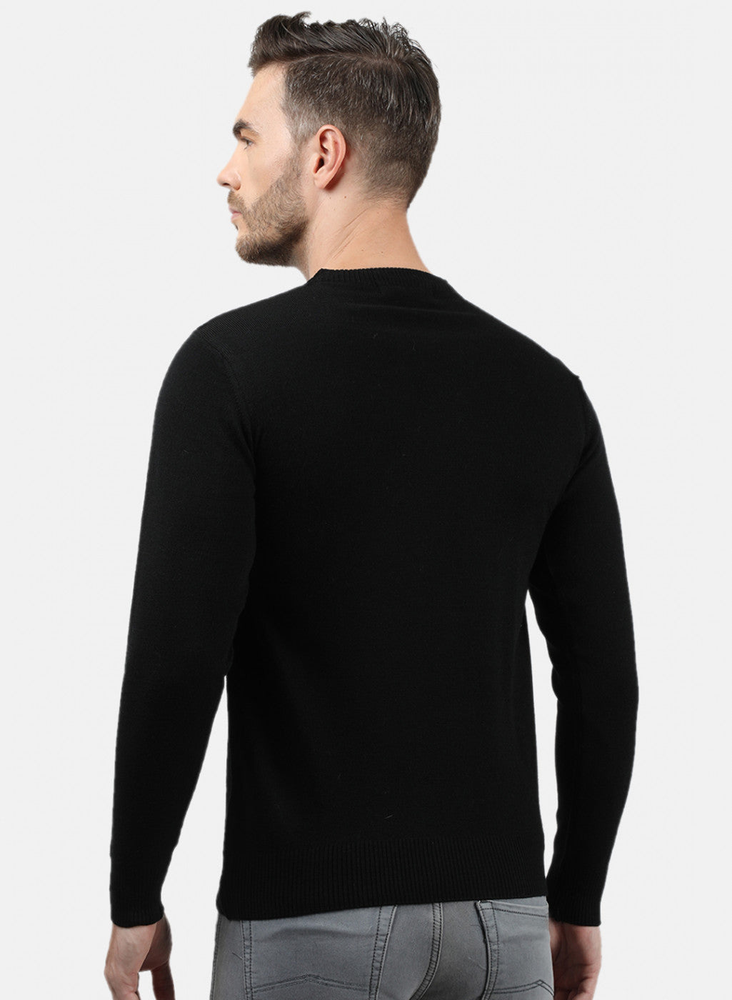 Men Black Solid Pullover