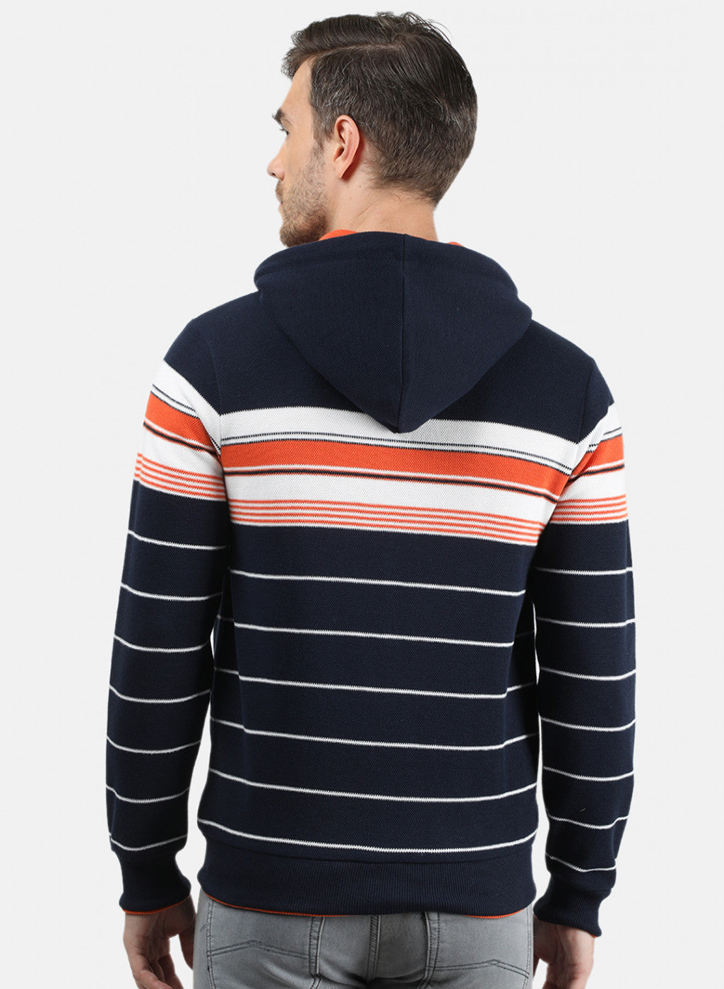 Men Blue Stripe Sweatshirt