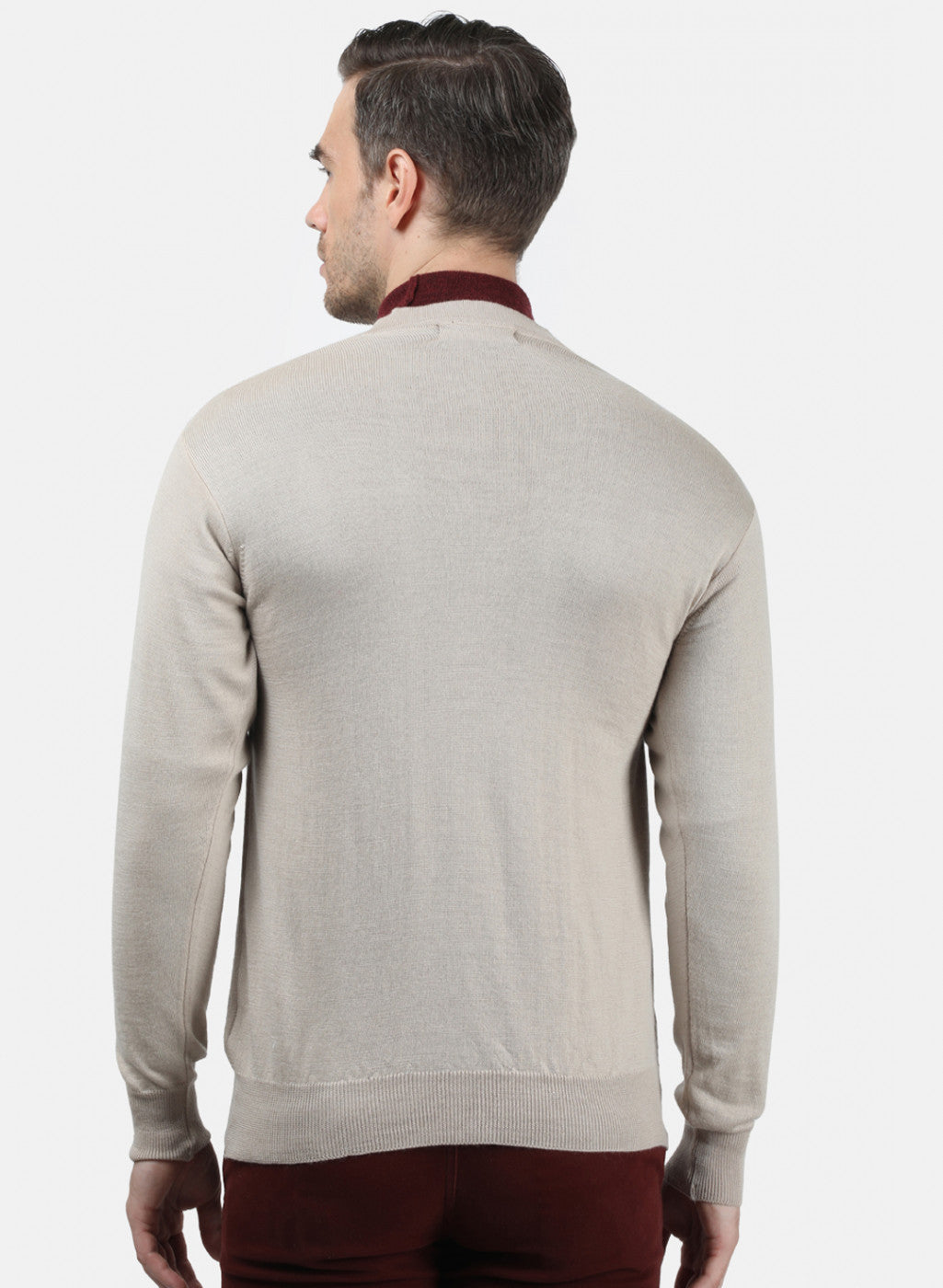 Men Beige Solid Cardigan