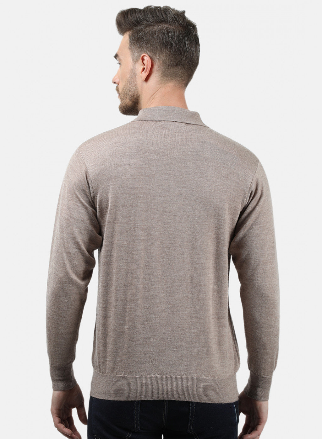 Men Beige Collar T-Shirt