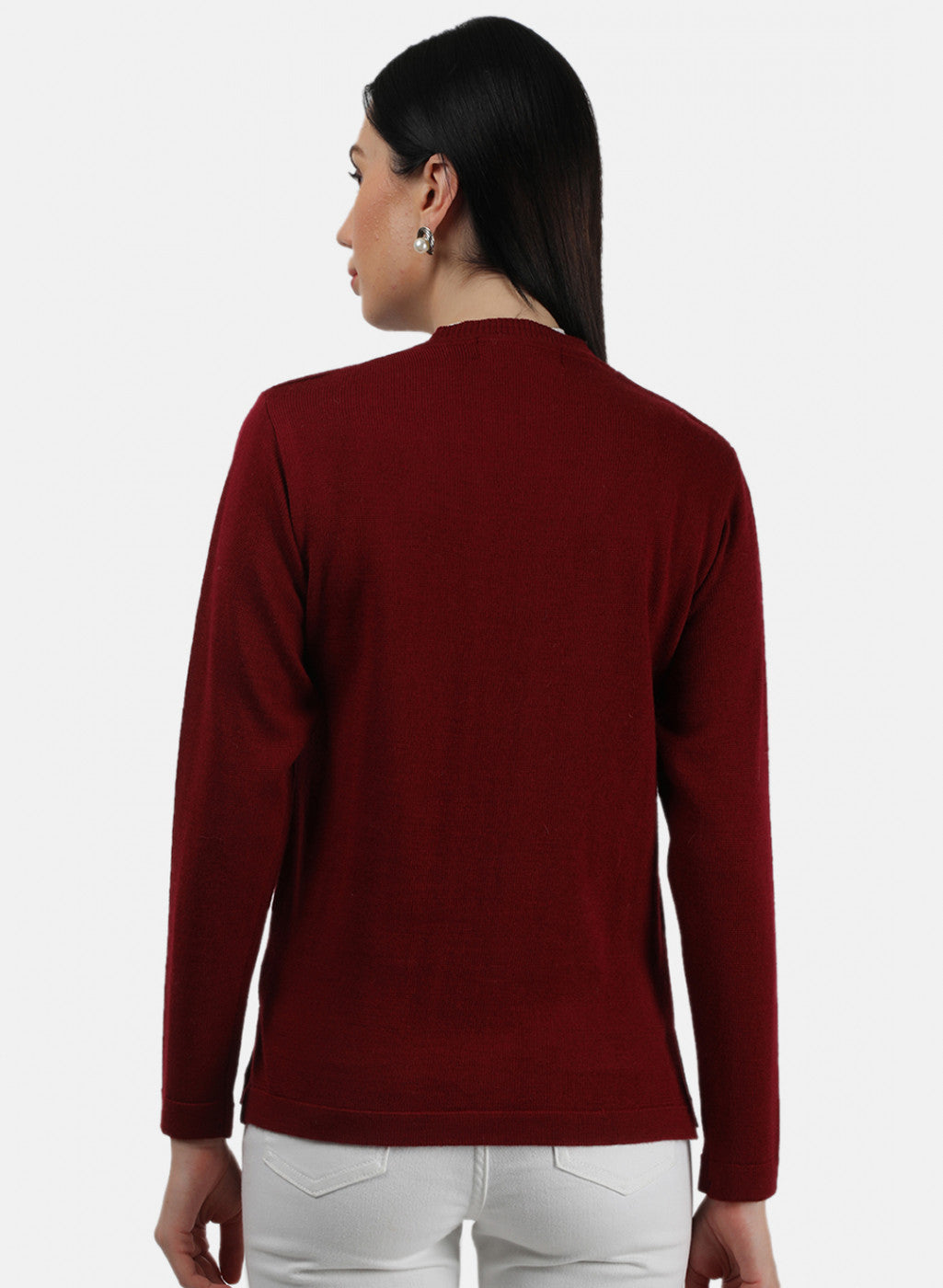 Women Maroon Solid Cardigan