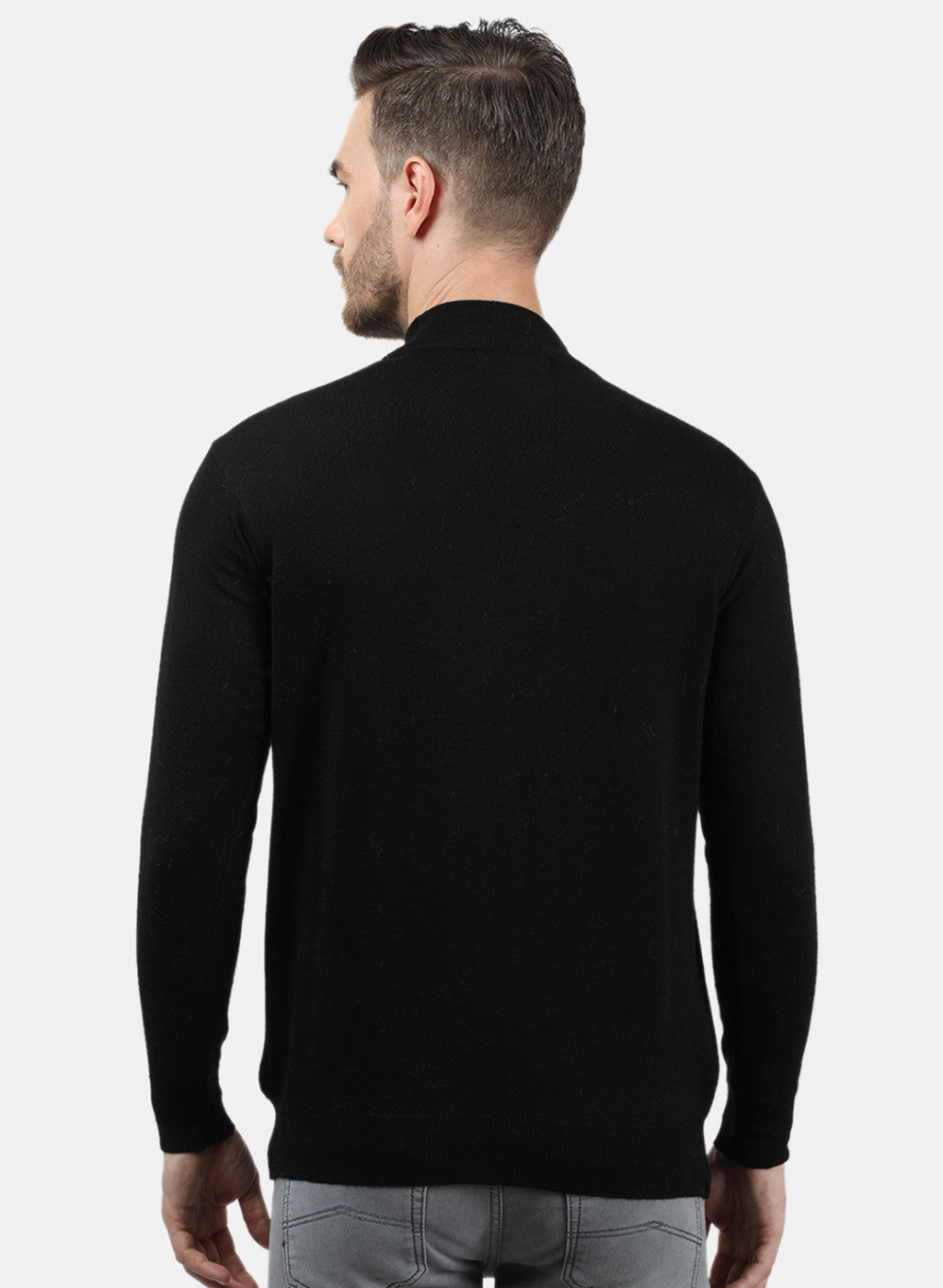 Men Black Solid Pullover