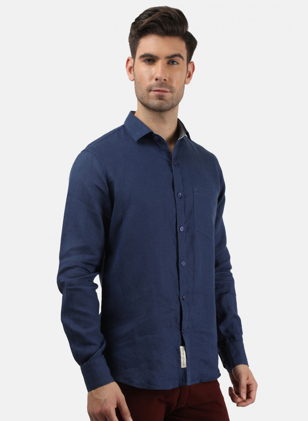 Men NAvy Blue Solid Shirt