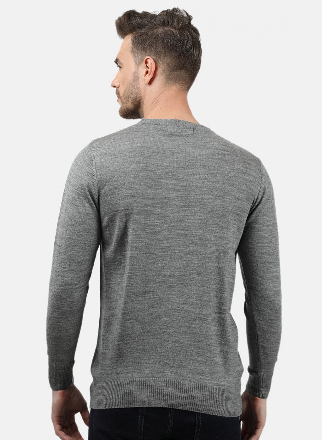 Men Grey Solid Pullover